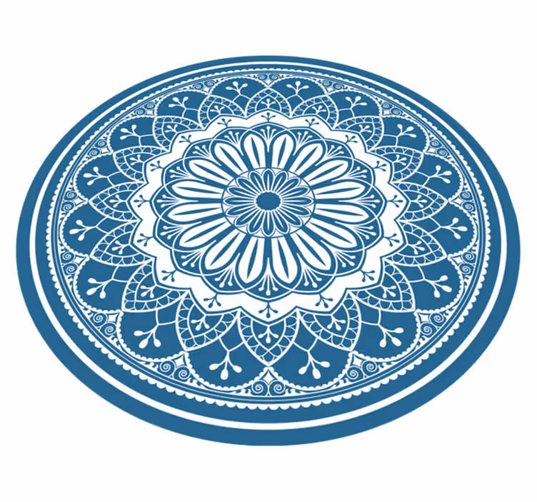 Vinylteppich Mandala Großes mandala auf blau - TenStickers