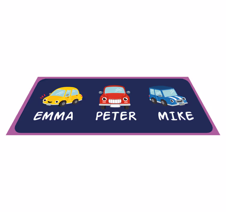 Vinylteppich mit Name Bunte autos - TenStickers