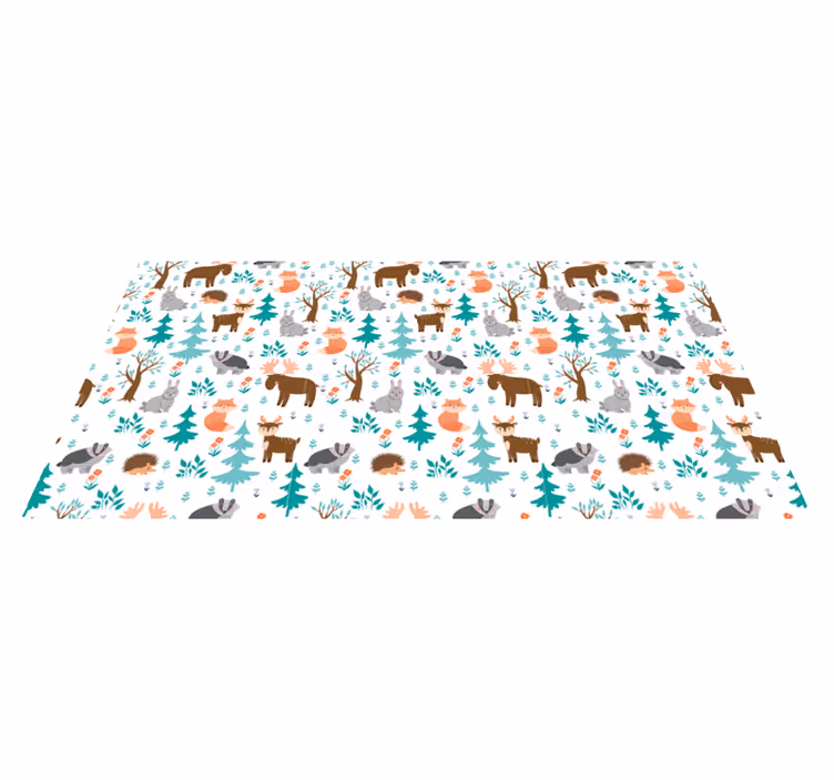 Vinylteppich Baby Waldtiere spielen - TenStickers