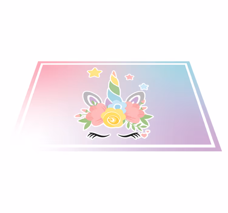 Vinyl Teppich Kinderzimmer einhorn-blumenanhänger - TenStickers