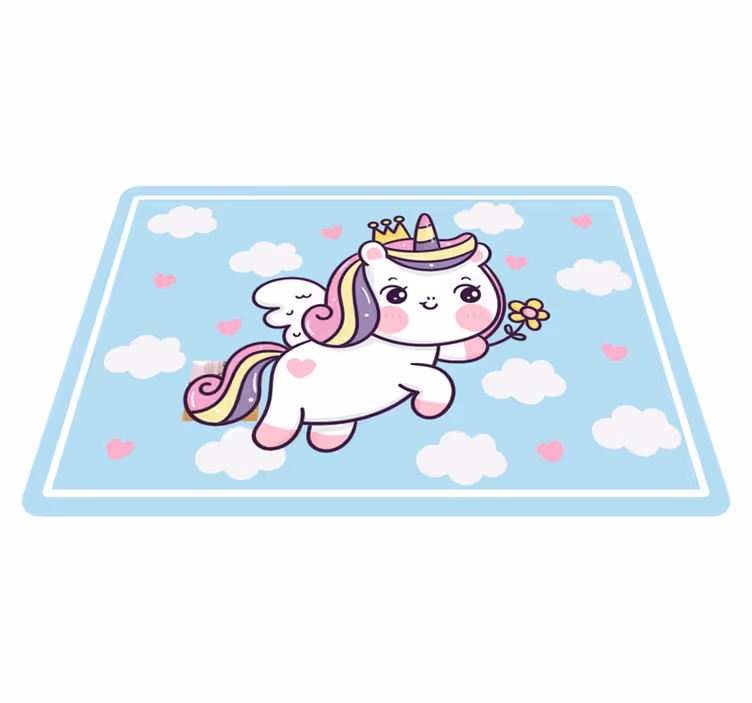 Vinylteppich Baby Baby einhorn auf regenbogen - TenStickers