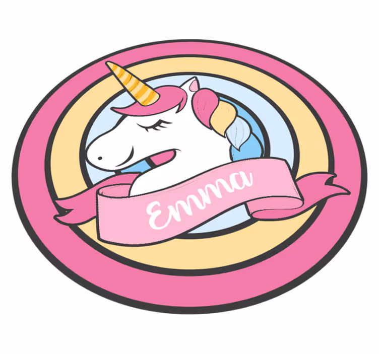 Vinyl Teppich kindlich einhornname im abzeichen - TenStickers