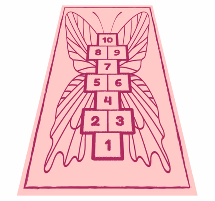 Vinyl Teppich Spiele rosa schmetterling himmel und hölle - TenStickers