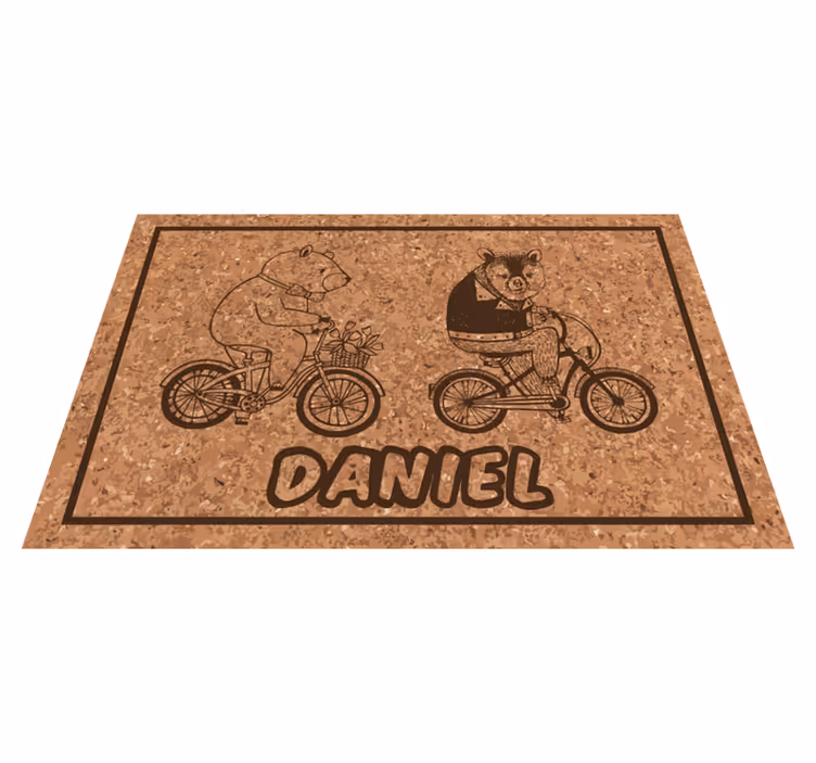 Vinyl Teppich kindlich fahrradbären mit namen - TenStickers