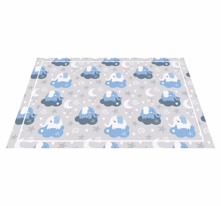Vinyl Teppich Kinderzimmer blaue nordische elefanten - TenStickers