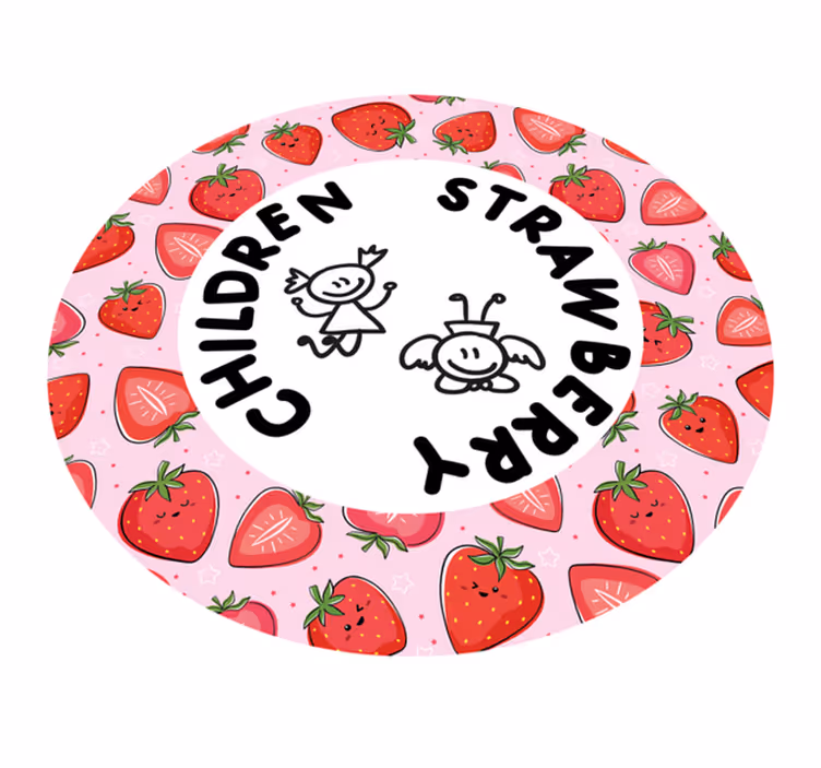Vinyl Teppich Küche erdbeere und kinder - TenStickers