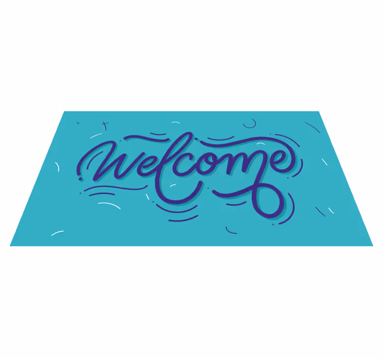 Vinyl Teppich Eingang willkommen im blauen design - TenStickers