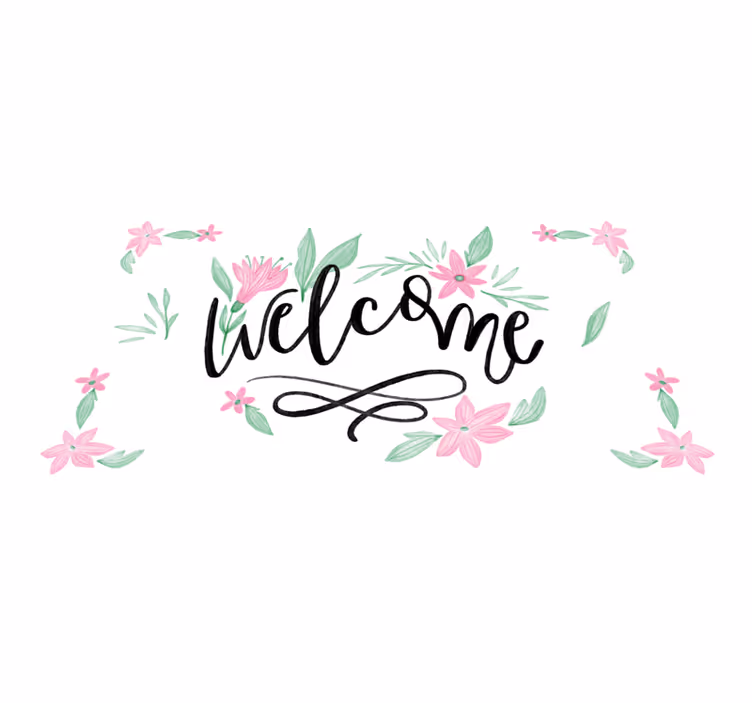 Vinyl Teppich Eingang willkommen zu hause blumen - TenStickers