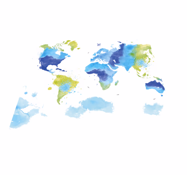 Vinyl Teppich Weltkarte blaues und grünes aquarell - TenStickers