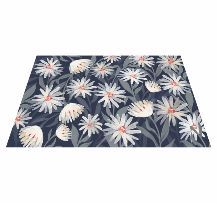 Vinyl Teppich Blumen florale weiße gänseblümchen - TenStickers