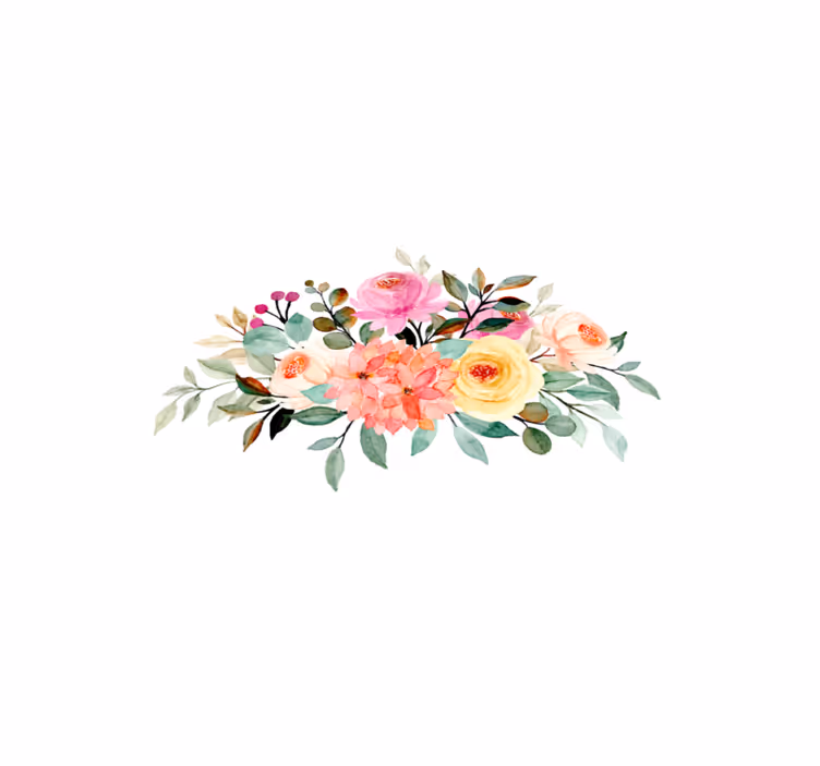 Vinylteppich Blumen Gezeichnete blumen mit farbe - TenStickers