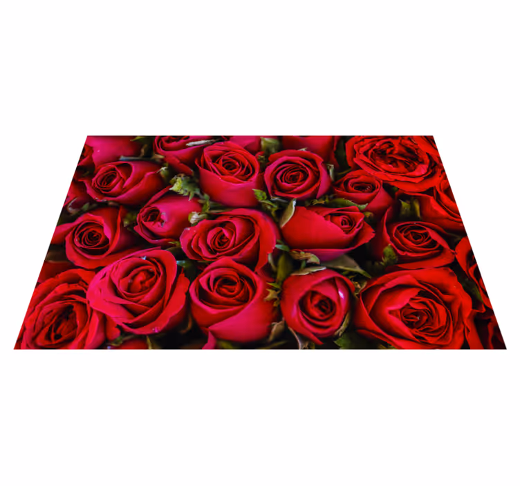 Vinyl teppich eingang mit lebhaften roten rosen - TenStickers