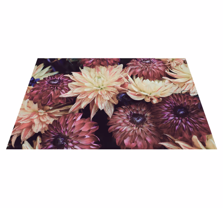 Vinylteppich Blumen Dahlienblüten in verschiedenen Farben - TenStickers