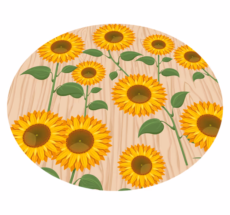 Vinylteppich Blumen Gelber sonnenblumenholzhintergrund - TenStickers