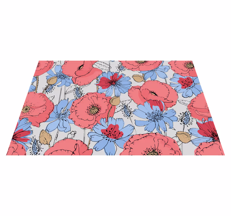 Vinyl teppich blumen mit lebhaftem pflanzenmuster - TenStickers