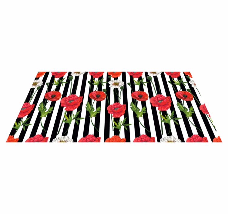 Vinyl Teppich Blumen florales streifenmuster - TenStickers