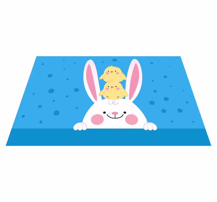 Vinyl Teppich Kinderzimmer glückliches häschen mit küken - TenStickers
