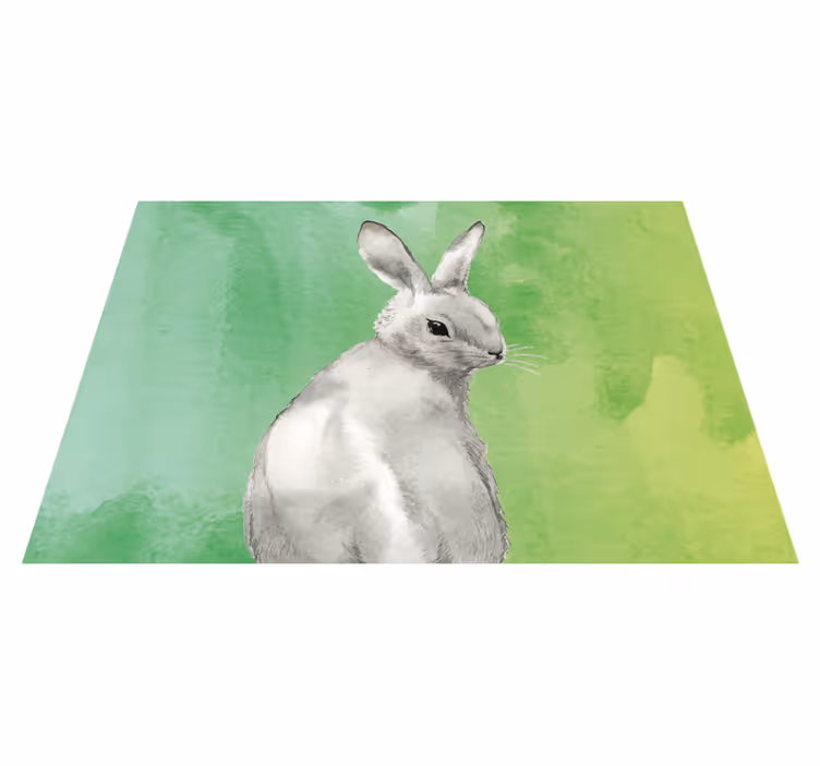 Vinylteppich Tiere Kaninchen auf grünem Hintergrund - TenStickers