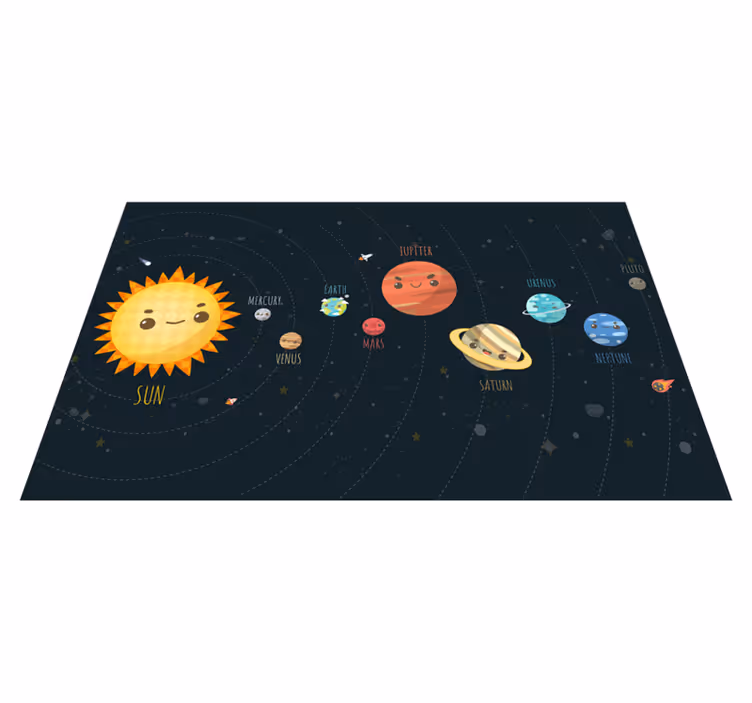 Vinylteppich Sterne Sonnensystem erklärt cartoon - TenStickers