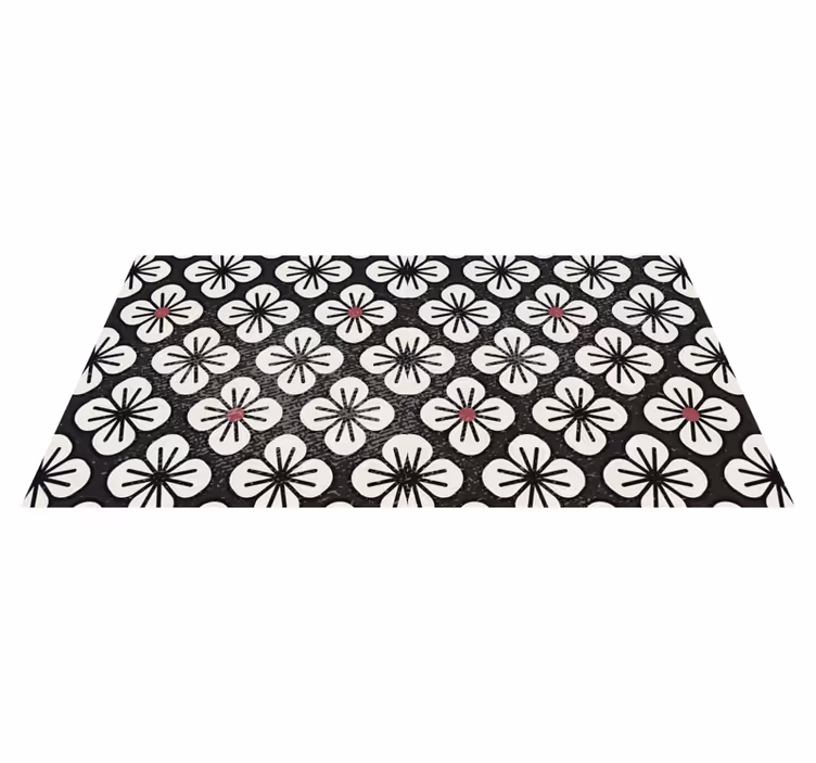 Vinylteppich Vintage Symmetrisches schwarz-weiß-muster - TenStickers