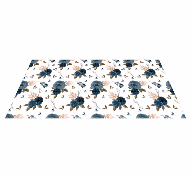 Vinyl teppich blumen elegante blaue rosen - TenStickers