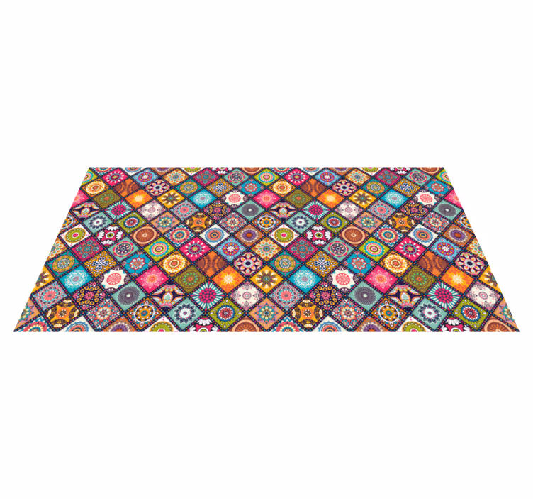Vinylteppich Blumen Floraler Hintergrund mit mandalas - TenStickers