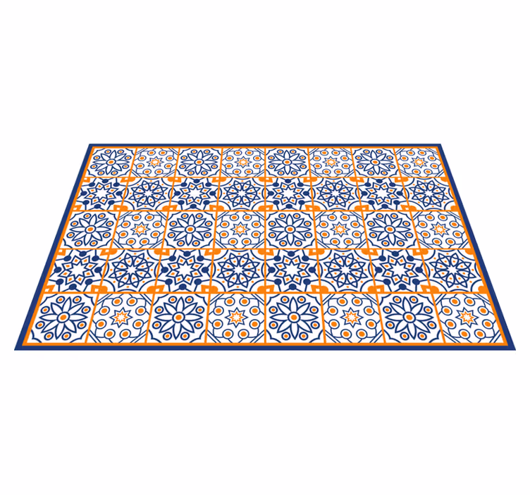 Vinyl Teppich Küche Blau und orange - TenStickers