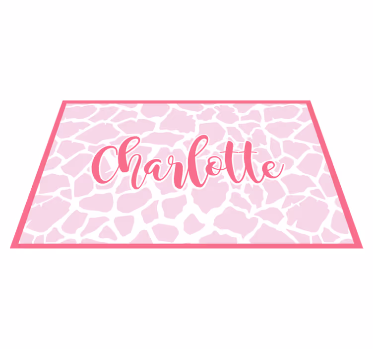 Vinyl Teppich mit Namen rosa kuh-design - TenStickers