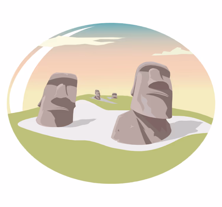 Vinyl Teppich Natur moai-steinsilhouetten - TenStickers