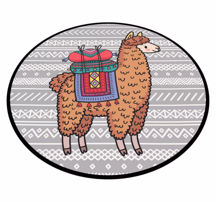 Vinyl Teppich kindlich lama mit sattel - TenStickers