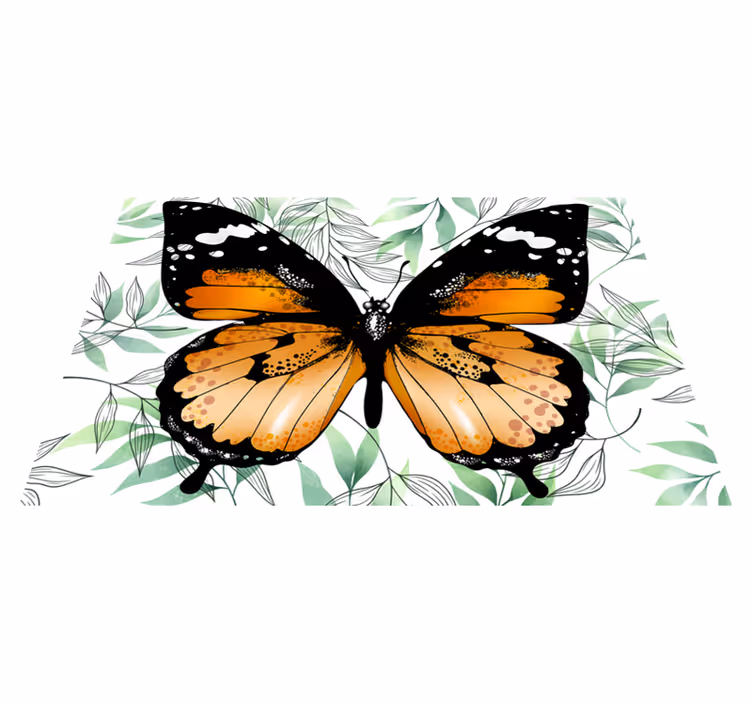 Vinylteppich rechteckig Orange schmetterling - TenStickers