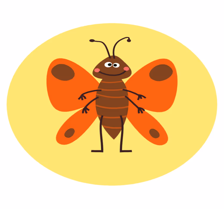 Vinyl teppich kinderzimmer mit fröhlichem schmetterling - TenStickers