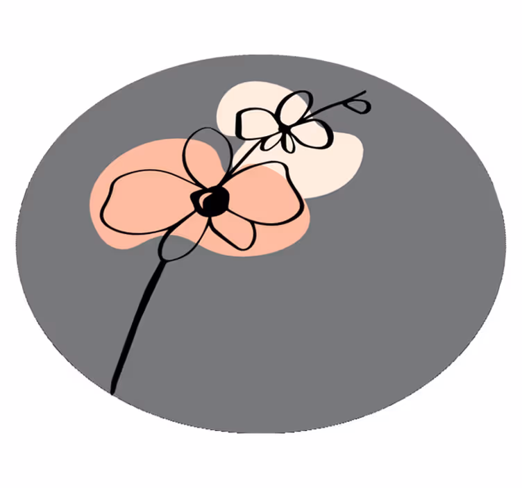 Vinyl teppich blumen im minimalistischen grauen design - TenStickers