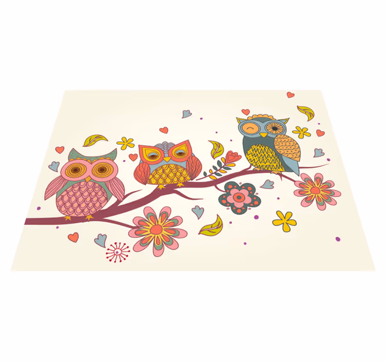 Vinylteppich Schlafzimmer Mandala-eule mit vielen Farben - TenStickers