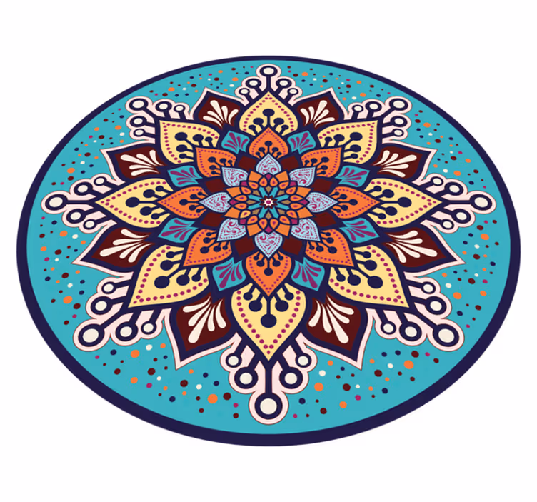 Vinyl teppich mandala bunte kunst im kreis - TenStickers