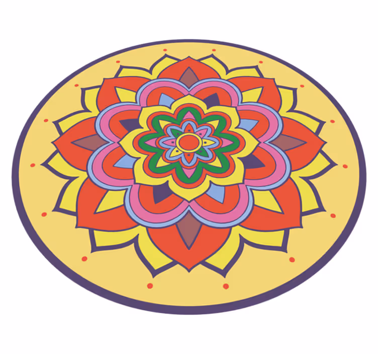 Vinyl Teppich Mandala bunte große blume - TenStickers