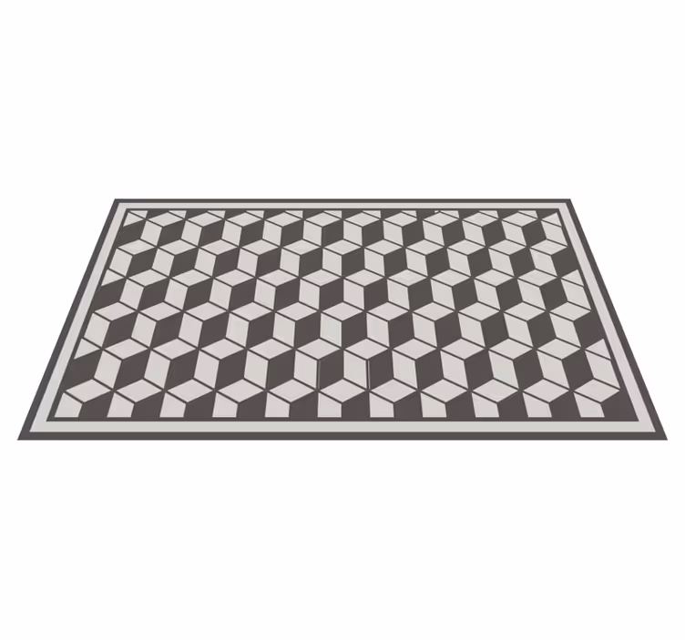 Vinylteppich geometrisch Graue 3d-würfel mit rand - TenStickers