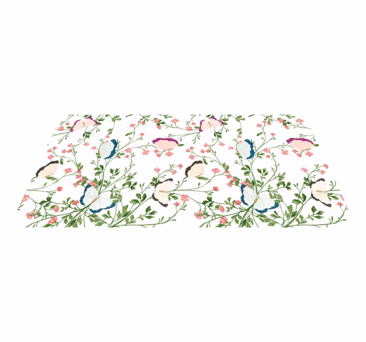Vinyl Teppich Blumen schmetterlingsmuster - TenStickers