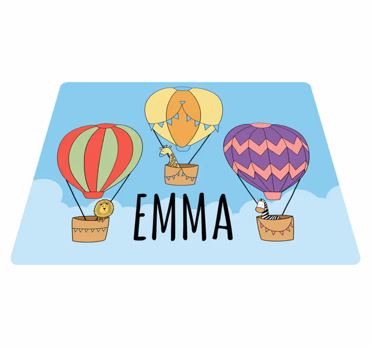 Vinyl teppich mit namen bunte heißluftballons - TenStickers