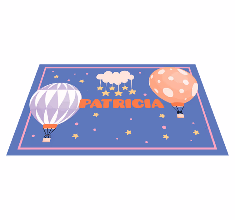 Vinyl teppich mit namen heißluftballon abenteuer - TenStickers