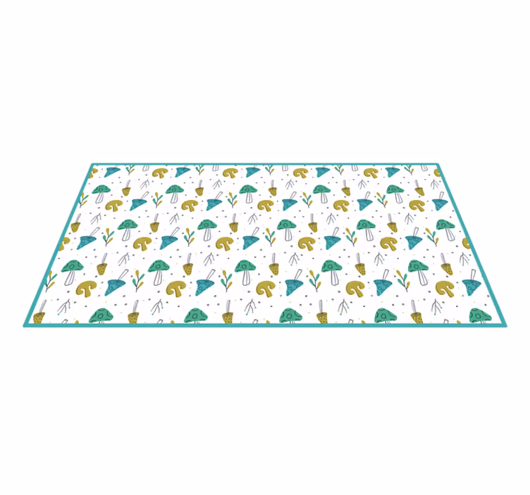 Vinyl teppich natur mit verspieltem pilzmuster - TenStickers