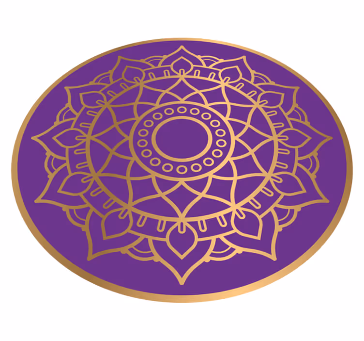 Vinylteppich Mandala Goldene und violette blumen - TenStickers