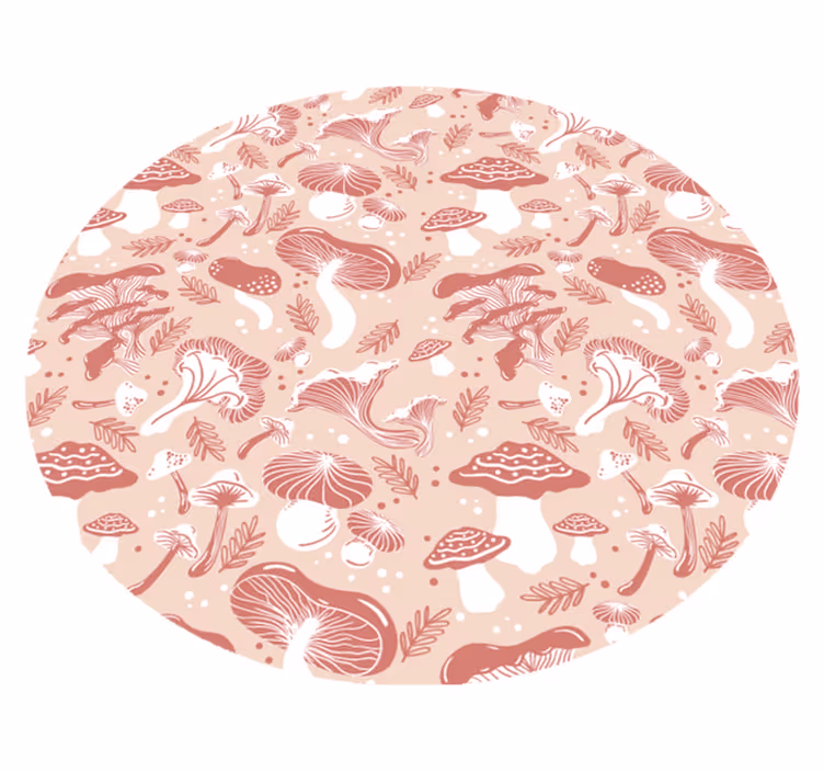 Vinyl Teppich rund pilz botanische kunst - TenStickers