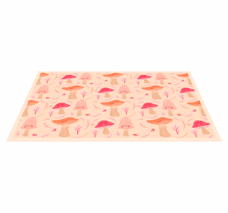 Vinyl Teppich Blumen fröhliche klassische pilze - TenStickers