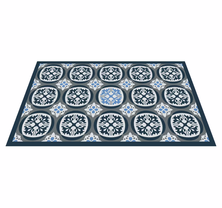 Vinyl Teppich Küche Blaues und weißes zartes Muster - TenStickers