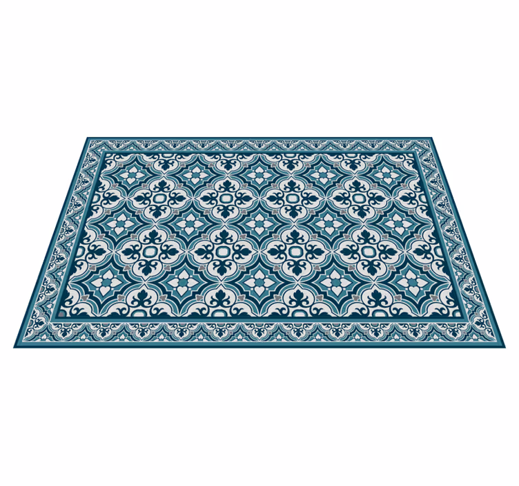 Vinyl Teppich Fliesenoptik elegantes blaues motiv - TenStickers