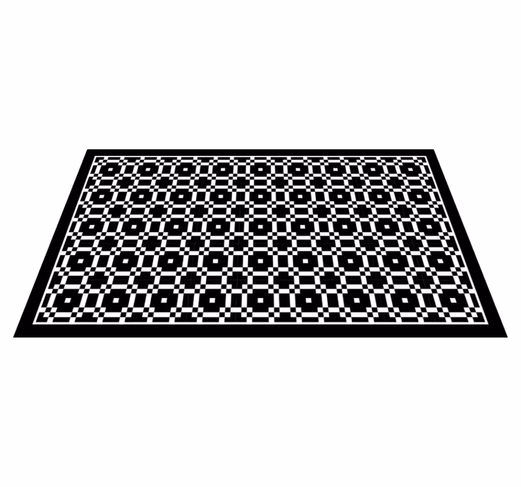 Vinyl Teppich Küche Schwarz-weißes Muster mit kleinen quadraten - TenStickers