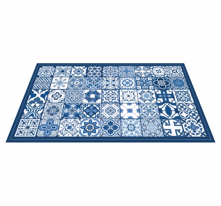 Vinyl Teppich Fliesenoptik klassische blaue muster - TenStickers