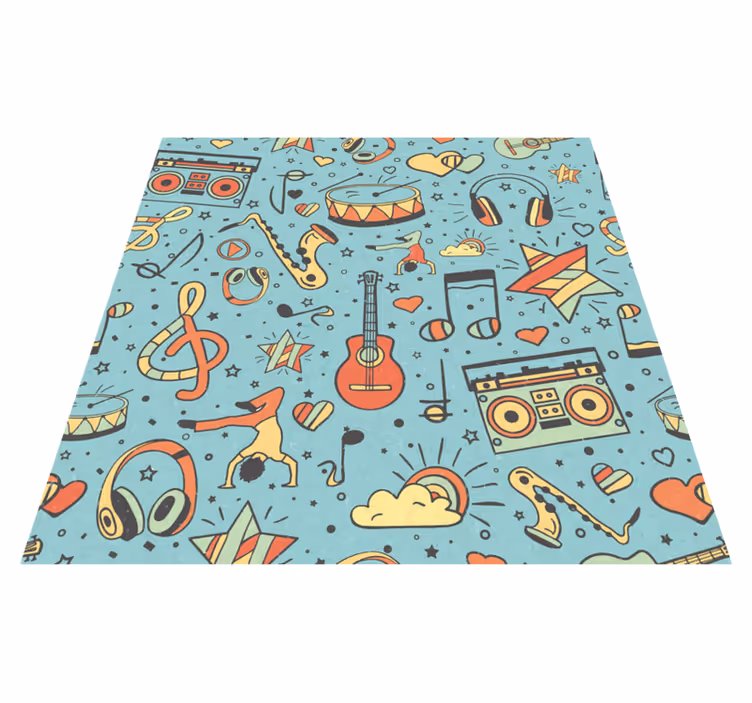 Vinyl Teppich kindlich musikalische symbole verspielt - TenStickers