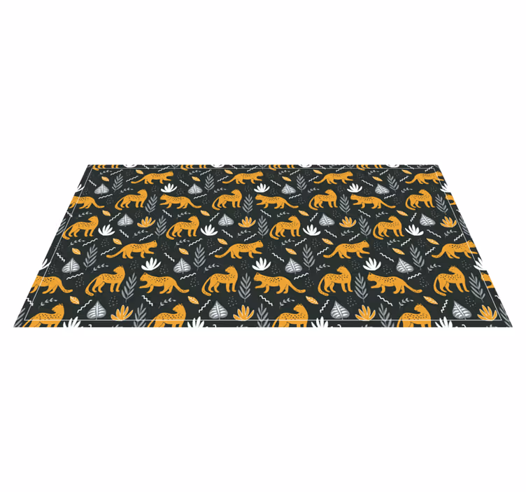 Vinyl Teppich Tiere blätter mit leopardenmuster - TenStickers